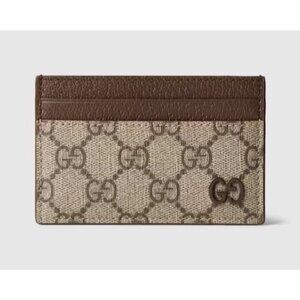 Gucci GG Supreme Trim Card Case Brown 768248